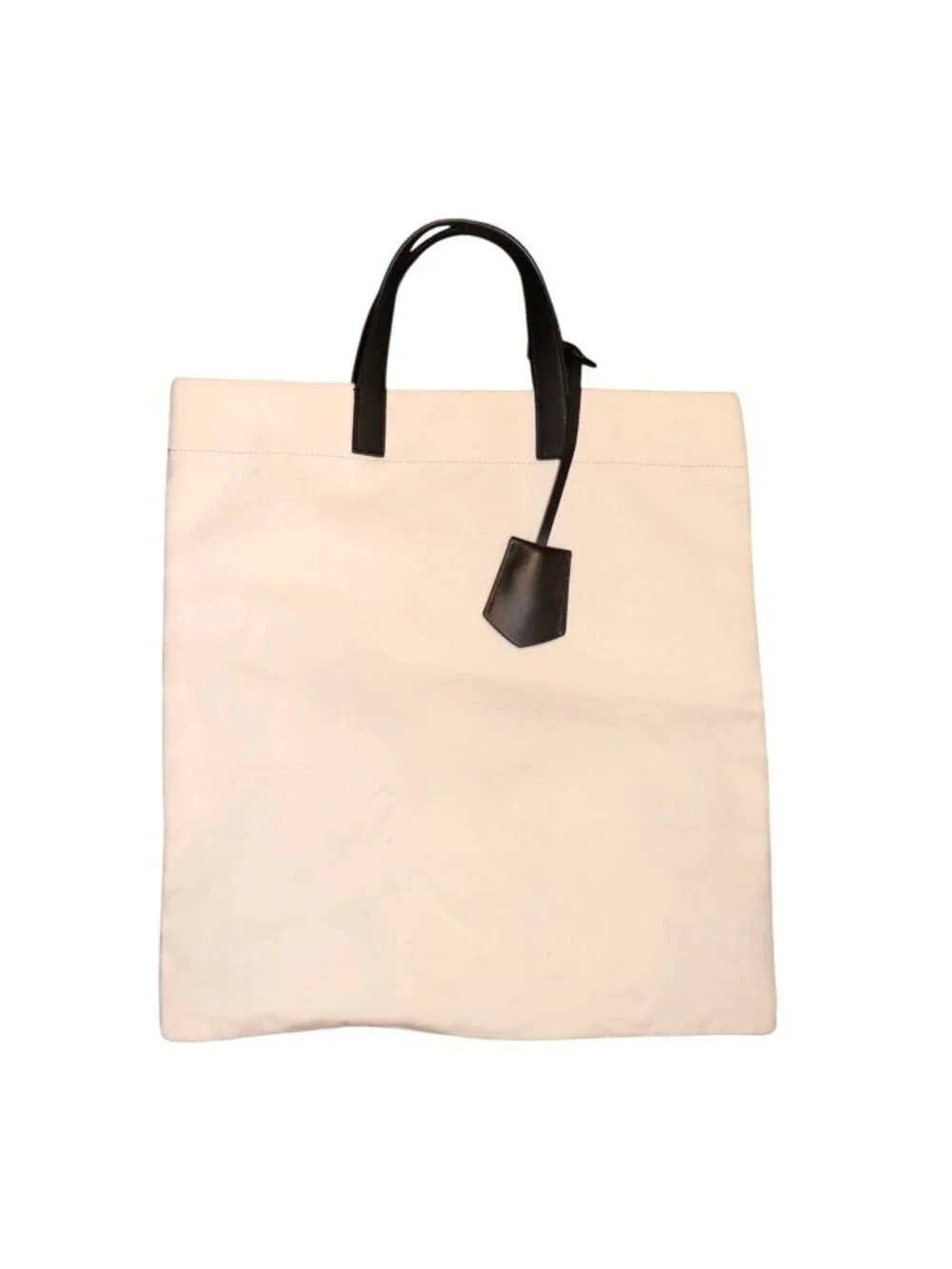 Fendi Roma Canvas Tote Bag With Black Leather Handles And Tag Made In Italy